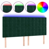 Cumpara ieftin Tablie de pat cu LED, verde inchis, 200x5x118/128 cm, catifea