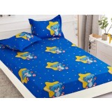 Cearsaf de pat cu elastic si 2 fete de perna, Blue Bear, 90x200cm (Finet)