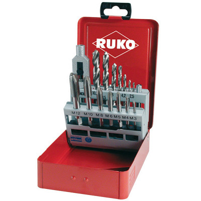 Set 15 piese, tarozi HSS, M3-M12 + burghie 2,5-10,2mm RUKO 245004 HardWork ToolsRange foto