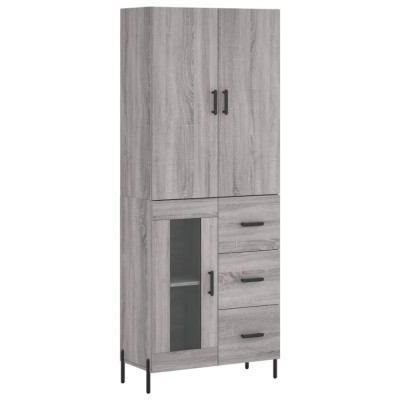 Dulap inalt, gri sonoma, 69,5x34x180 cm, lemn compozit foto