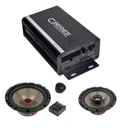 Pachet difuzoare component 4X40W fata + spate, cu amplificator CO-40.4, inele difuzoare si cablaje plug&amp;play pe masina CarStore Technology