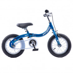 Bicicleta pentru copii Pegas Soim 2 in 1, 2-5 ani, 12 inch, furca fixa, cadru otel, jante aluminiu, pedale detasabile, Albastru