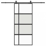 Usa glisanta cu set feronerie neagra 90x205cm sticla securizata