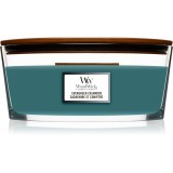 Woodwick Evergreen Cashmere lum&acirc;nare parfumată cu fitil din lemn (hearthwick) 453.6 g