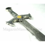 Spadă Cavaler Templier &ndash; 75 cm &ndash; Oțel Inoxidabil &ndash; Lamă Gravată Laser &ndash; Made in