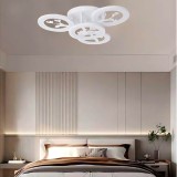 Lustra LED cu telecomanda si cristal DAISY ,4 Elemente, 49W, Lumina Rece/Calda/Neutra, Dimabila, Alb