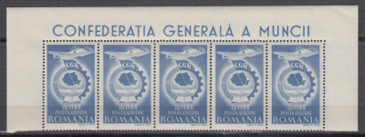 ROMANIA 1947 LP 210 CGM P.A . STRAIF 5 TIMBRE SI MANSETA INSCRIPTIONATA MNH foto