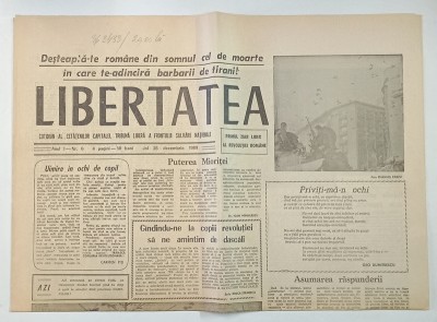 LIBERTATEA , COTIDIAN AL CETATENILOR CAPITALEI , TRIBUNA LIBERA A FRONTULUI SALVARII NATIONALE , 28 DECEMBRIE , 1989 foto