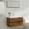 Gossi set mobilier de baie, 2 piese, stejar fumuriu, lemn prelucrat