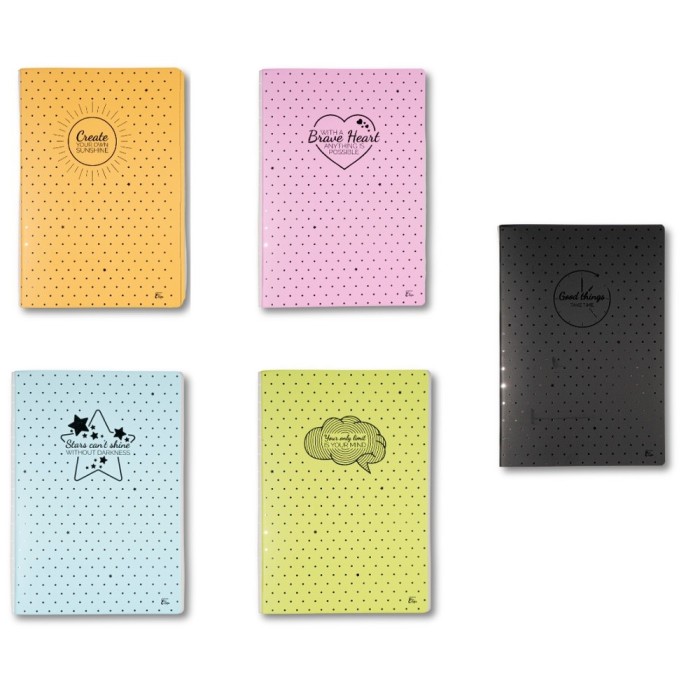 Caiet Design Dots, A4, 60 file, h&acirc;rtie 80gr./mp, copertă carton 300gsm, dictando