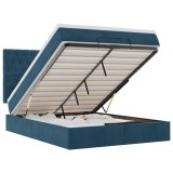 Cumpara ieftin Cadru pat otoman cu saltele Albastru inchis 140x200cm catifea