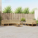 vidaXL Set de canapele de exterior cu pernă 7 pcs Alb și Bej 3386182