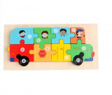 Puzzle din lemn - Autobuzul scolar - 10 piese | 838 Toys Factory