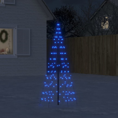 vidaXL Lumină brad de Crăciun pe catarg 200 LED-uri albastru 180 cm foto