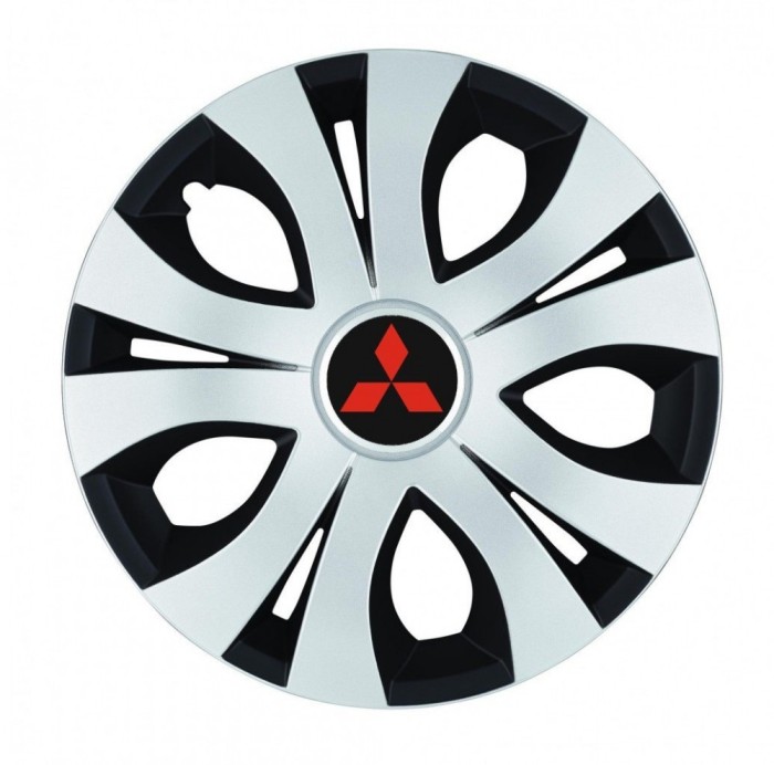 Set 4 Capace Roti Top Gri-Negru R15, Compatibil Cu Mitsubishi