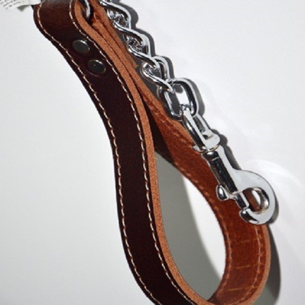 Lesa lant 4 mm/1,20 m &amp; maner piele maro