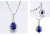 Set Cercei si Lantisor Din Argint S925 Zirconiu Safir Duchess Blue Set364C, Argintboutique
