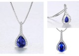 Cumpara ieftin Set Cercei si Lantisor Din Argint S925 Zirconiu Safir Duchess Blue Set364C, Argintboutique