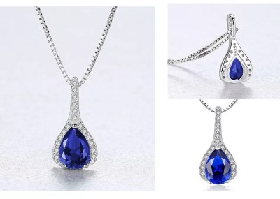 Set Cercei si Lantisor Din Argint S925 Zirconiu Safir Duchess Blue Set364C foto