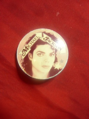 Insigna Michael Jackson ,metal , d=3cm foto