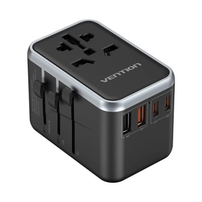 Adaptor priza EU la US, UK, AUS, 2xUSB, 2xUSB-C, Vention, FJFB0 foto