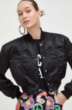 Moschino Jeans geaca bomber femei, culoarea negru, de tranzitie