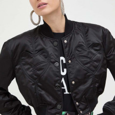 Moschino Jeans geaca bomber femei, culoarea negru, de tranzitie