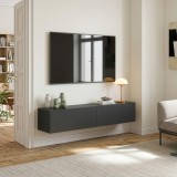 Comoda TV suspendata Evaton 160 cm gri &icirc;nchis mat, 2 clapete