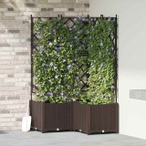 VidaXL Jardiniere de grădină cu spalier, 3 buc., maro, 80x80x143 cm