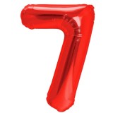 Balon din folie metalizata, flippy, figurina cifra, model 7, tema aniversare 40 cm, ambalaj individual, pai inclus, umflare cu aer sau heliu, rosu