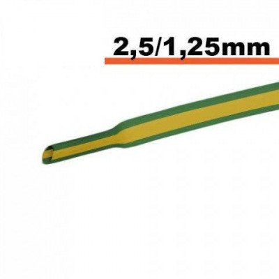 Tub termocontractibil galben-verde 2.5 mm/ 1.25 mm 0.5m foto