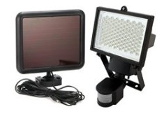 Proiector solar, senzor de mișcare, 120 LED-uri, aluminiu, negru, 19.2x9.5x26.8 cm