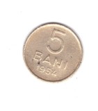 Moneda 5 bani 1954, stare buna, curata, Cupru-Nichel