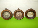 Trei RAME micute din LEMN cu fotografii de epoca