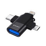 Adaptor OTG premium 4in1 Asteroid GSM SoundVoltX A17, negru