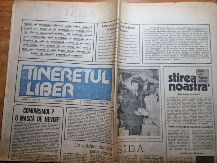 tineretul liber 5 ianuarie 1990-articole revolutia romana