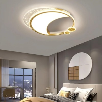 Lustră LED Marco cu Telecomandă, 51W, Dimabilă, Auriu, Metal, Acril și Sticlă, 3000K/4000K/6000K foto