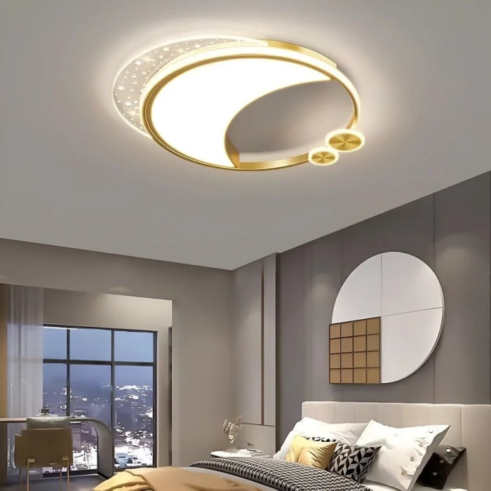 Lustră LED Marco cu Telecomandă, 51W, Dimabilă, Auriu, Metal, Acril și Sticlă, 3000K/4000K/6000K