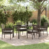 vidaXL Set de masă pentru grădină cu pernă 5 pcs Maro Rattan poli 3379873
