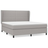 Cumpara ieftin Pat continental cu saltea, gri deschis, 160x200 cm, textil