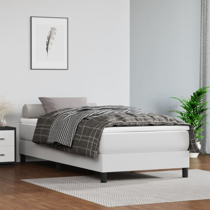 vidaXL Saltea de pat cu arcuri, alb, 120x190x20 cm, piele ecologică