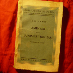 Gh.Panu - Amintiri de la Junimea din Iasi - Ed 1935 , 111 pag