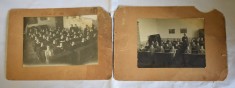 2x fotografie pe carton clase de elevi clasa scoala 1933 si 1936 elevi in banci