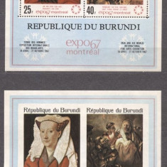 Burundi 1967 Paintings, Expo 67, Montreal, perf.+imperf. sheets, MNH S.520