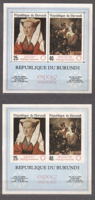 Burundi 1967 Paintings, Expo 67, Montreal, perf.+imperf. sheets, MNH S.520 foto