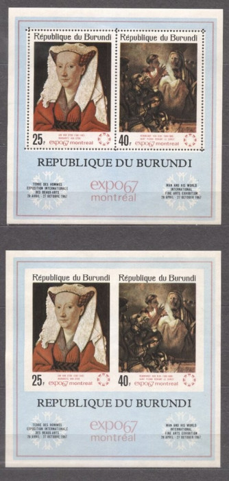 Burundi 1967 Paintings, Expo 67, Montreal, perf.+imperf. sheets, MNH S.520