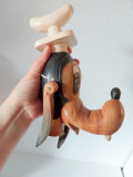 ** Goofy, cap de marioneta sculptat in lemn si pictat, vintage, vechi, 24cm