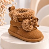 Cizme maro imblanite pentru fete Superbebe Shop din piele ecologica cu talpa de