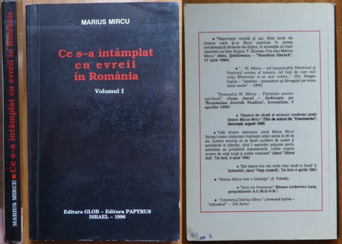 Marius Mircu, Ce s-a intamplat cu evreii din Romania, 1996, autograf, 101 exem.