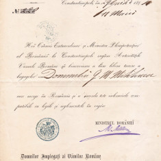 Pasaport / Bilet de Libera Trecere (1894), Legatiunea Romaniei - Constantinopole